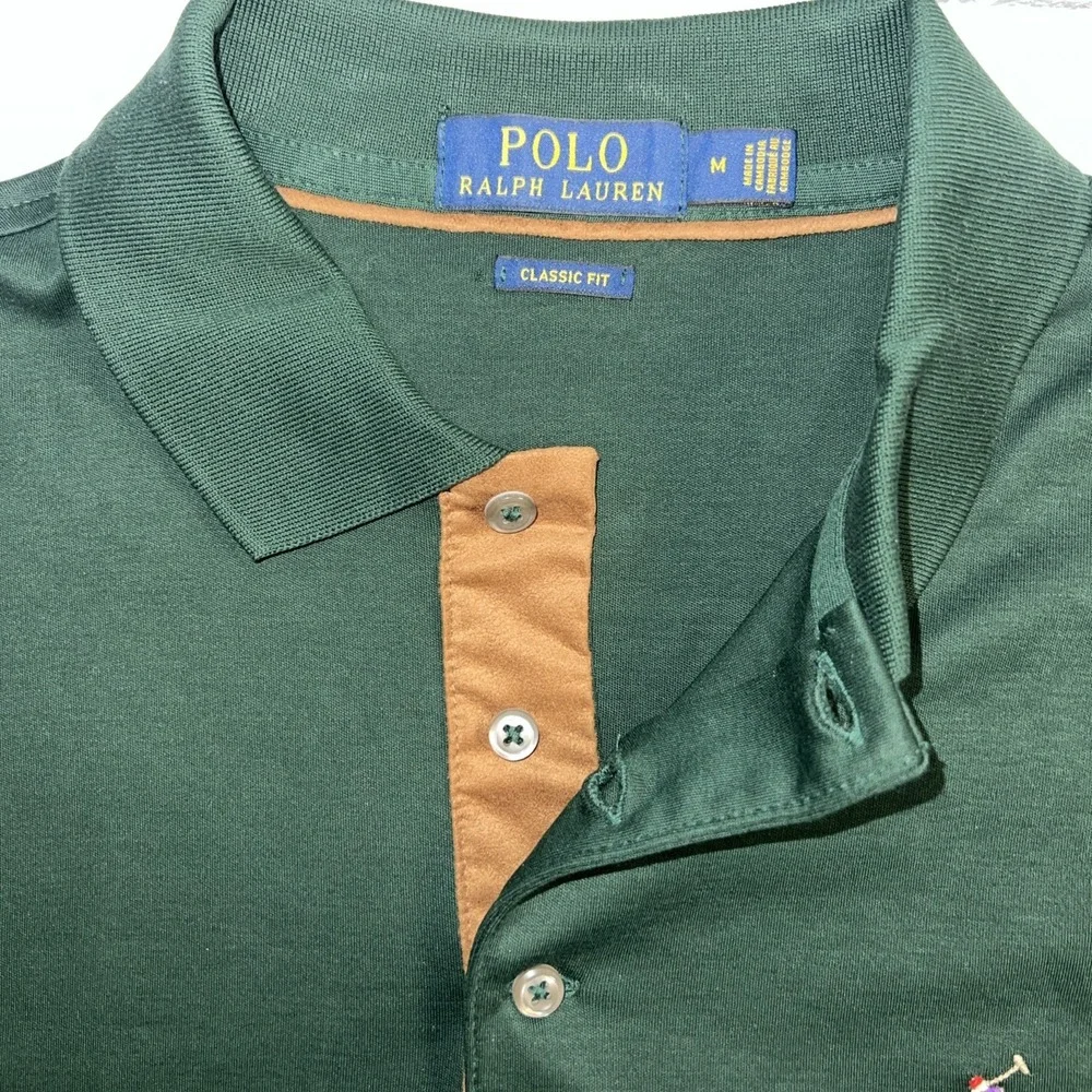 Polo Ralph Lauren Pima Soft Touch Long Sleeve Polo Shirt Green Men's Med Flesh